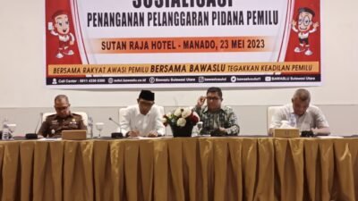 Bawaslu Sulut Gelar Sosialisasi Penanganan Pelanggaran Pidana Pemilu