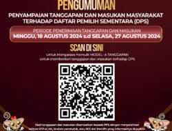 Pengumuman Penyampaian Tanggapan Dan Masukan Masyarakat Tethadap Daftar Pemilih Sementara